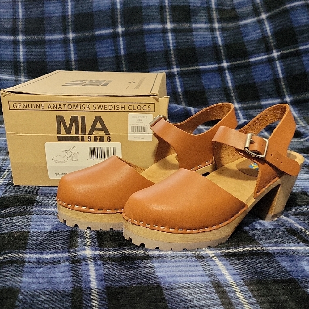 MIA Brown Leather Clogs